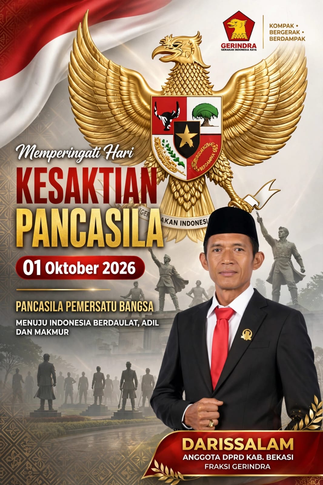 Peringati Hari Kesaktian Pancasila 1 Oktober, H. Darissalam Anggota DPRD Fraksi Gerindra Bekasi: Jangan Lupakan Sejarah